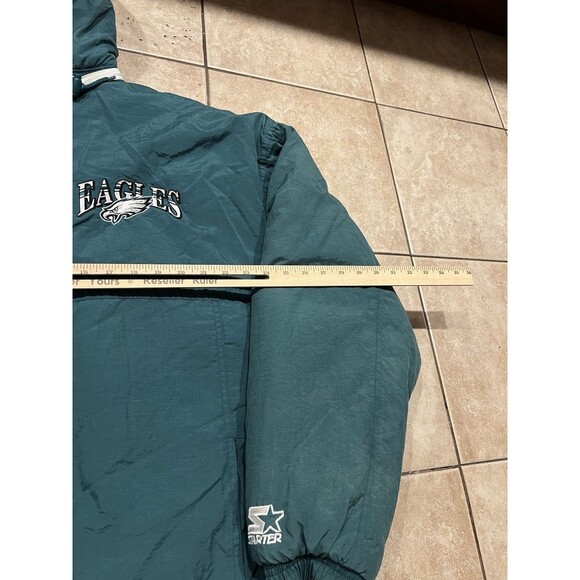 Vintage Philadelphia Eagles Jacket Mens XXL Green Starter Full Zip Coat Hooded - Picture 12 of 12